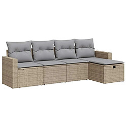 vidaXL Salon de jardin avec coussins 5 pcs beige résine tressée