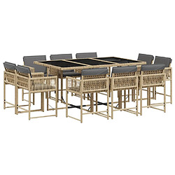 vidaXL Ensemble à manger de jardin et coussins 11 pcs mélange beige