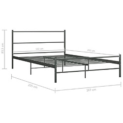 vidaXL Cadre de lit avec tête de lit sans matelas gris 160x200cm métal pas cher