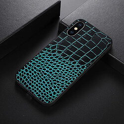 Coque en cuir véritable texture crocodile vert pour votre iPhone XS Max 6.5 pouces