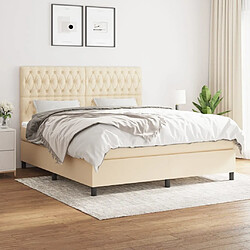 Maison Chic Lit adulte- Lit + matelas,Sommier à lattes de lit avec matelas Crème 180x200 cm Tissu -GKD28201