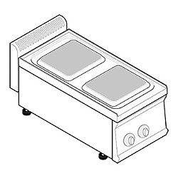 Réchaud Electrique Professionnel - 2 plaques carrées - prof. 700 - Tecnoinox 
