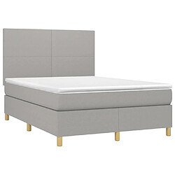 Avis Maison Chic Lit Adulte - Lit simple Lit à sommier tapissier avec matelas moelleux - Meuble de Chambre - Gris clair 140x200cm Tissu -MN12893