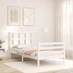 Avis Maison Chic Lit adulte - Cadre de lit et tête de lit,Structure du lit Contemporain pour chambre blanc 100x200 cm bois massif -MN91830