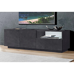 Alter Meuble TV de salon, Made in Italy, Meuble TV avec 2 portes et 1 tiroir, cm 150x43h46, couleur Gris ardoise