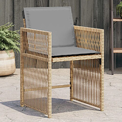 vidaXL Chaises de jardin avec coussins lot de 4 mélange beige