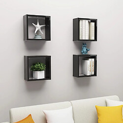 vidaXL Étagères cube murales 4 pcs noir brillant 30x15x30 cm