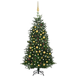 vidaXL Arbre de Noël artificiel avec LED et boules Vert 180 cm PVC PE