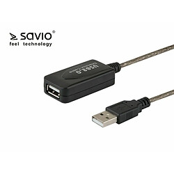 SAVIO CL-130 USB active port extension 10m USB 2.0-A male USB 2.0-A female Noir