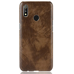 Wewoo Coque antichoc Litchi PC + PU pour OPPO Realme 3 Marron