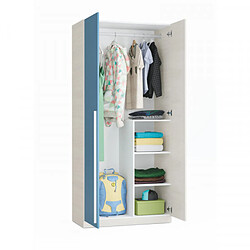 Dansmamaison Armoire 2 portes battantes Bois blanchi/Bleu - RIVERSIDE