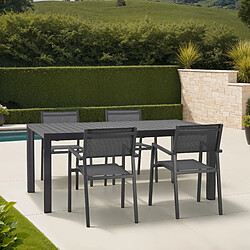 Alterego Table de jardin extensible 'SAMUI' en aluminium gris foncé - 180(240)x100 cm