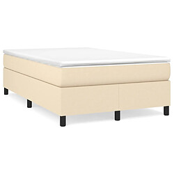 vidaXL Sommier à lattes de lit avec matelas Crème 120x200 cm Tissu