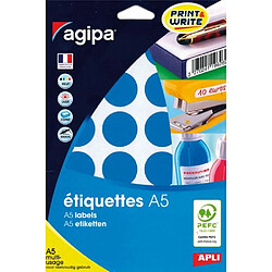 Pastille adhésive 30 mm Agipa 10135 bleue - pochette de 240 