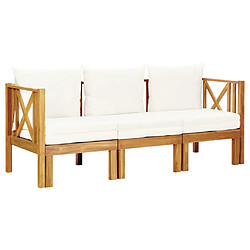 Acheter vidaXL Banc de jardin 3 places et coussins 179 cm Bois d'acacia massif