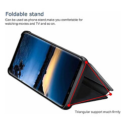 Htdmobiles Housse pour Samsung Galaxy A55 5G - etui coque portefeuille clear view miroir + verre trempe - NOIR