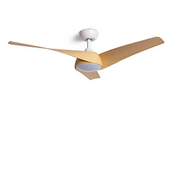 Avis Ledkia Ventilateur de Plafond Silencieux Eubea 132cm Motor DC Avec lumière Télécommande Blanc Bois Non