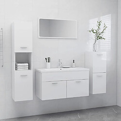 vidaXL Ensemble de meubles de salle de bain Blanc brillant Aggloméré