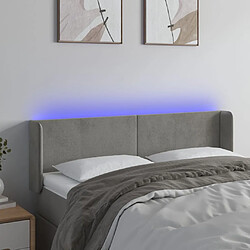 vidaXL Tête de lit à LED Gris clair 147x16x78/88 cm Velours