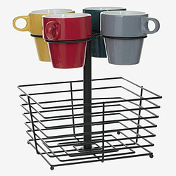 Lot de 4 Mugs & Panier à Capsules Mino 26cl Noir