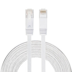 Wewoo Câble réseau LAN plat Ethernet blanc ultra-plat 8m CAT6, cordon RJ45