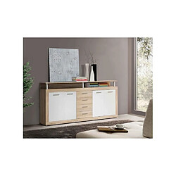 CAVA Buffet bas contemporain décor chene et blanc - L 197 cm