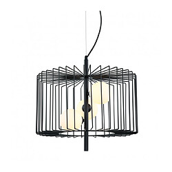 Luminaire Center Suspension moderne Daren Noir, verre et acier