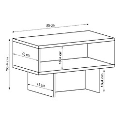 Helloshop26 Table basse avec espace de rangement 36,4 x 80 x 45 cm blanc / anthracite 03_0008468