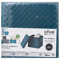 Avis Five Simply Smart Pouf Pliable Velours Bleu canard - FIVE