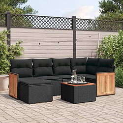 Maison Chic Ensemble Tables et chaises d'extérieur 7pcs avec coussins,Salon de jardin noir résine tressée -GKD703472