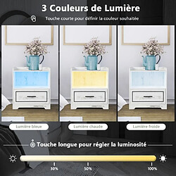 Avis Helloshop26 Table de chevet led intelligente port USB couleurs de lumière et luminosité réglables table de nuit blanc 20_0009401