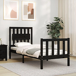 Maison Chic Cadre/structure de lit avec tête de lit pour adulte - Lit Moderne Chambre noir petit simple bois massif -MN61197