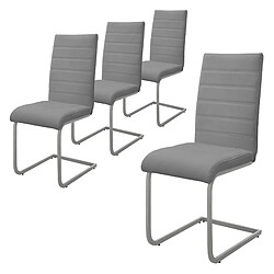 ML-Design Lot de 4 chaises pied luge gris en simili cantilever à dossier haut pour salon 