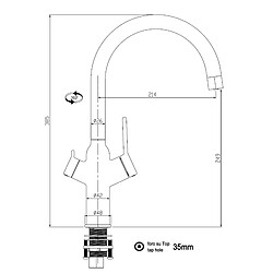 VIZIO Robinet de cuisine 4 Voies chromé bec pivotant 360° pour filtres à eau/gazéification