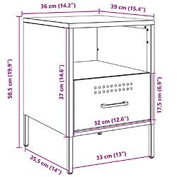 vidaXL Table de chevet noir 36x39x50,5 cm acier pas cher