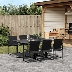 vidaXL Ensemble à manger de jardin 7 pcs noir textilène