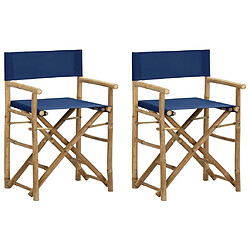 Maison Chic Lot de 2 Chaises pliables de directeur Bleu Bambou et tissu -GKD85966