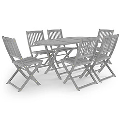 Maison Chic Mobilier à dîner 7 pcs de jardin - Ensemble table et chaises d'extérieur - Salon/Mobilier de jardin classique Bois d'acacia massif Gris -MN25755