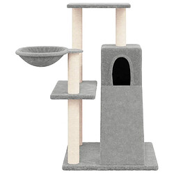 Helloshop26 Arbre à chat meuble tour grimper jouet grattage grattoir escalade plateforme avec griffoirs en sisal clair 82 cm gris 02_0022616