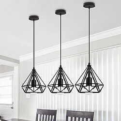 Stoex Métal Retro Suspensions Luminaires Industriel Lustre Abat-jour en Style Nordique Cage diamant E27 Noir