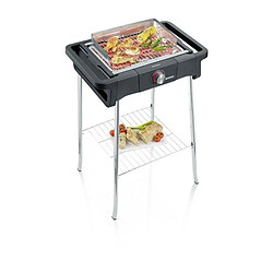 SEVERIN PG8124 Barbecue sur pieds 2500W Style Evo S - 0? a 350? en 10mn - Bac a eau reducteur de fumee et dodeurs - Pare-vent -N