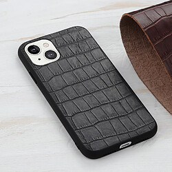 Coque en TPU + cuir véritable peau de crocodile noir pour votre Apple iPhone 13 mini 5.4 pouces