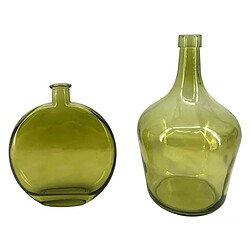 The Home Deco Factory Vase bonbonne en verre Augustine (Lot de 2) vert.