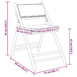 vidaXL Chaises de bistro pliantes lot de 2 et coussins blanc crème pas cher