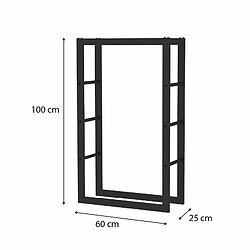 Acheter Range-Bûches d'Intérieur Kekai Rack III 60x25x100 cm Rangement à Bois avec Structure en Acier Galvanisé, Couleur Noir