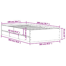 Vidaxl Cadre de lit avec tiroirs blanc 100x200 cm bois d'ingénierie pas cher