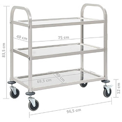 Maison Chic Desserte de cuisine à 3 niveaux | Chariot de cuisine | Meuble de rangement roulant 95x45x83,5 cm Acier inoxydable -GKD39683 pas cher