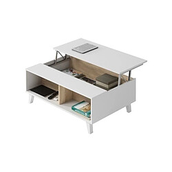 But Table basse avec plateau relevable ZAIKEN chêne et blanc brillant