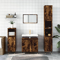 Maison Chic Armoire de bain,Meuble de rangement de salle de bain,Meuble haut chêne fumé 58x33x60 cm bois d'ingénierie -GKD148447