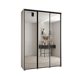 Abiks Meble Armoire à portes coulissantes Davos 2 H235.2 x L170 x P45 3 portes coulissante (Blanc/Blanc/Noir)